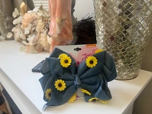Denim Sunflower Girls Hair Bows Clip Jojo Siwa Bow Large NEW - Picture 1 of 2