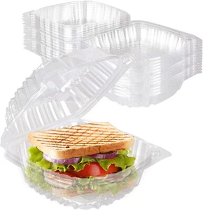 Clear Hinged Take Out Food Container Disposable Humberger Sandwiches Box 240 Pcs - Picture 1 of 8