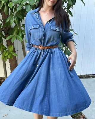 Vintage Ralph Lauren Country SZ 10 denim dress 100% cotton Chambray - Image 1 of 4