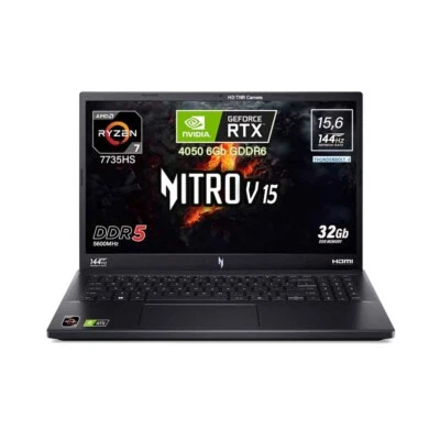 Notebook Gaming Acer Nitro V15 Ryzen7 7735HS SSD 1TB RAM 32GB DDR5 RTX4050 144hz - Immagine 1 di 4