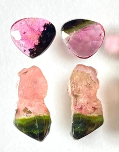 Natural Watermelon Tourmaline Slices Shape Earring Loose Gemstone Jewellery. - Picture 1 of 7