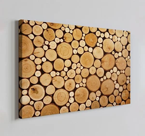 Tagli tronchi legno stampa moderna su tela arte da parete, decorazione casa da appendere a parete - Foto 1 di 10