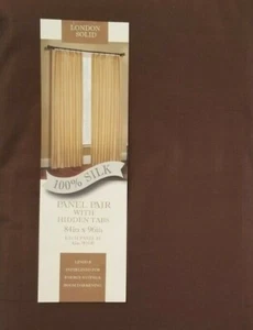 2 London Solid 100% Silk Lined Chocolate Panels (1 pair) 84" x 96" $238 NIP - Picture 1 of 12