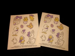 Aktuelle "Fuzzy Ostern Sticker" volle & teilweise Blätter Hase Küken Vintage 1986 - Bild 1 von 5