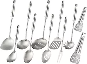 18/10 Stainless Steel Kitchen Utensils Set - 15” All Metal Cooking Tools, 11PCS - Picture 1 of 7