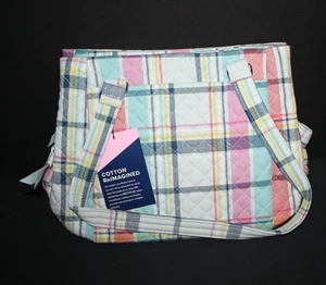 NWT Vera Bradley Multi-Compartment Shoulder Bag in Pastel Plaid EXACT! - Picture 1 of 3