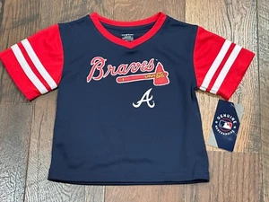 Atlanta Braves MLB Toddler V-Neck Blue Logo Jersey Shirt - NWT - Picture 1 of 8