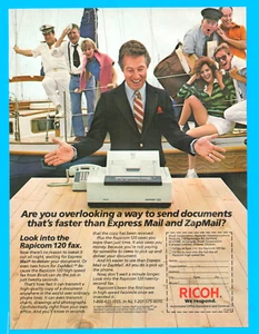 1985 Ricoh fax machine vintage print ad early communication office equipment - Picture 1 of 3