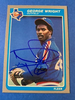 GEORGE WRIGHT 1985 FLEER #574 AUTO IP SIGNED TEXAS RANGERS MONTREAL EXPOS OKC OU - Image 1 of 2