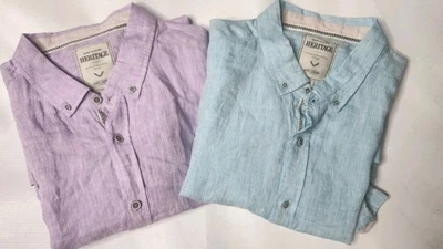 2 REPORT COLLECTION HERITAGE SOFT LINEN Men 2XL SHIRTS Modern Fit Shirt NWOT - Image 1 of 4