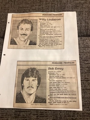 (9) Perfiles 1987 PITTSBURGH PENGUINS - The Pittsburgh Press - ERREY, HANNAN Foto 1 de 4