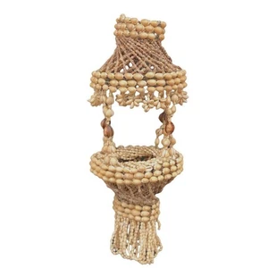 Vintage Boho Makramee Kauri Muschel Pflanze Aufhänger 28" Strand Küste Maritim Retro - Bild 1 von 13