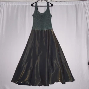 Cache Evening Gown 12 Green Metallic Sleeveless Mesh Maxi 90s Forest Fairycore - Picture 1 of 11