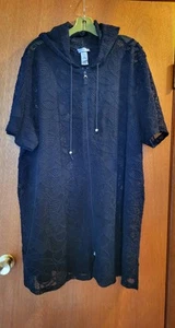 Catherines Cover Up Plus schwarz Shear Spitze durchgehender Reißverschluss Kapuze Gr. 3X - Bild 1 von 6