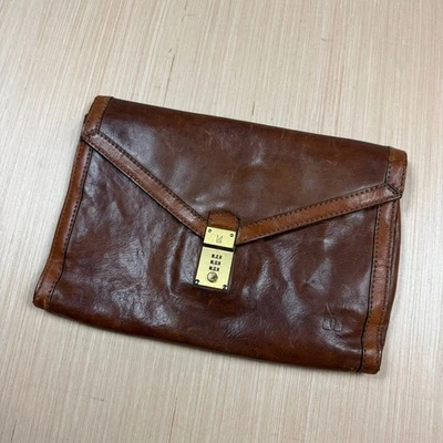 Cartera Moreschi Marrón Cuero Combinación Cerradura Folio Básico De Colección Hecho en Italia Foto 1 de 4