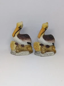 Vintage Bisque Ceramic Florida Pelican Salt Pepper Shakers Porcelain Birds Bird - Picture 1 of 3
