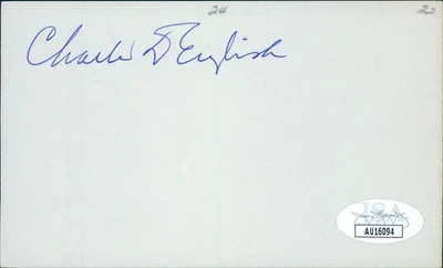 Charlie English Chicago White Sox Signed 3x5 Index Card JSA Authenticated - Image 1 of 2