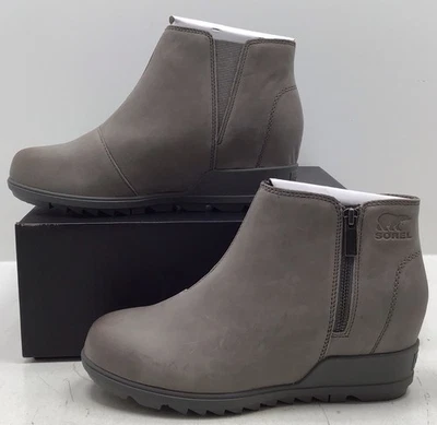 Botas de cuña Sorel Evie para mujer de cuero con cremallera en cantera, sal marina talla 9,5 de EE. UU. Foto 1 de 4