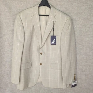 Neu mit Etikett Nautica Jacke Herren 46R sandgewaschen khaki kariert Sport Mantel Blazer Anzug $ 295 - Bild 1 von 19