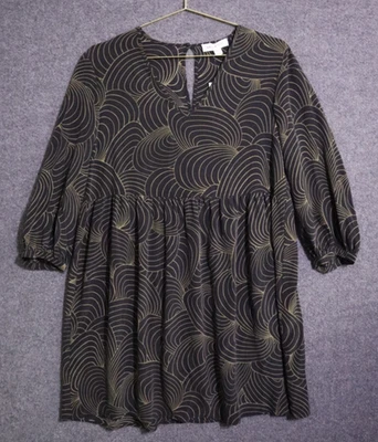 Vestido Babydoll de Seda Amour Vert Phair Mujer Mediano Carbón Ondulado NUEVO NUEVO CON ETIQUETAS Mini Foto 1 de 4