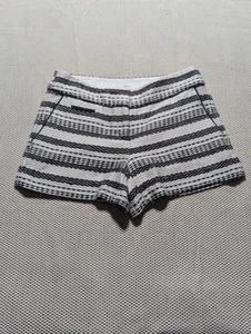 LOFT The Riviera Short Black And Cream Shorts Mid Rise W/Pockets, Sz 0 Geometric - Picture 1 of 6