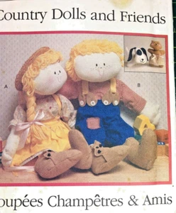 Vintage Country Dolls Sewing Pattern Butterick 4948 and Friend Everett Complete - Picture 1 of 4