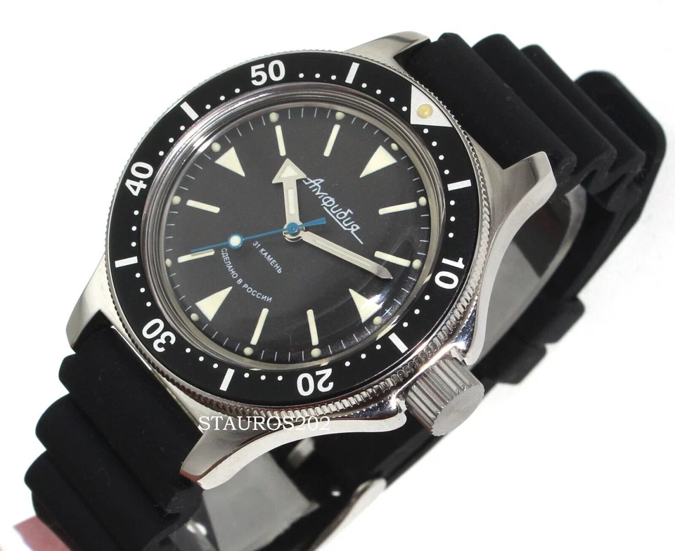 Vostok Amphibian Men's Black Watch - 120512