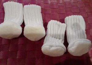 4PCS Dog Sock/Shoes Paw Protector Knit Socks with felt bottom White XS - Picture 1 of 1