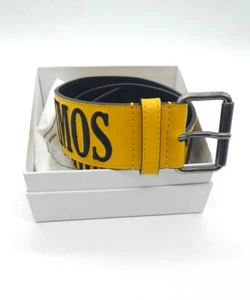 MOSCHINO MMXIX Embroidered Leather Belt Yellow Size 38 ML050 - Picture 1 of 5