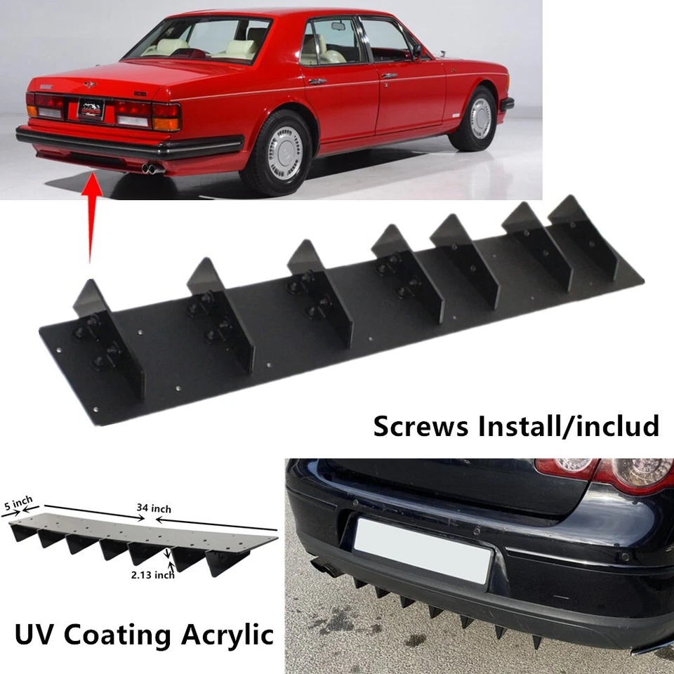 34x5" Universal Fit For Bentley Turbo R Rear Bumper Lower Diffuser Shark Fin - Imagem 1 de 4