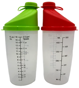 2 Pack Protein Shaker Bottles 16oz Mixing Cups BPA Free Red Green - Picture 1 of 2