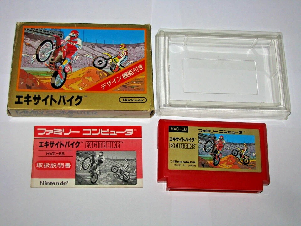 Excitebike Famicom NES Japan import +Box Manual US Seller - Image 1 of 4