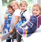 Werkenschürze Kinder Malschürze Bastelschürze Schulanfang Pirat Fussball Delfin