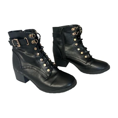 Botas de motociclista Charlotte Russe para mujer talla 8 de cuero sintético con tiras Foto 1 de 4