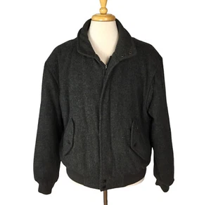 Vintage 80s 90s MEMBERS ONLY Dark Gray Tweed Wool Bomber Aviator Jacket Size 44 - Picture 1 of 19