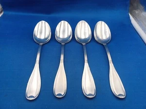 Lot of 4 Hampton DIANA FROSTED Stainless Oval Soup Spoons 7 1/2" - Picture 1 of 5