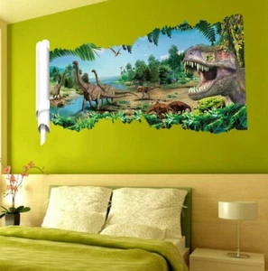 3D Dinosaur Boy Room Wall Sticker Art Vinyl Decals Kids Room Wall Decor Home UK - Picture 1 of 23