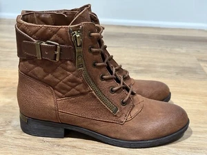 NEW Marc Fisher Brown Leather Andreya Combat Boot Size 7.5 - Picture 1 of 8