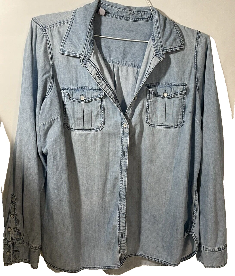womens denim shirt  soft size 1x worn look and soft - Image 1 of 2