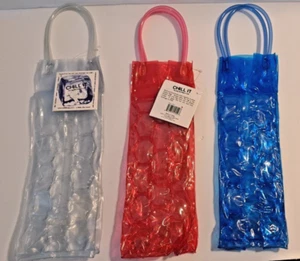 3-PACK Chill-It Freezable Wine Bags, Red-Blue-Clear NEW - Picture 1 of 3