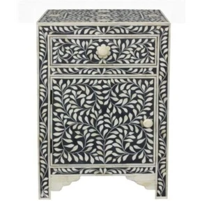 Bone Inlay Bedside Table - Picture 1 of 4