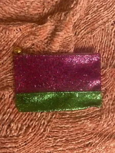 Ipsy Makeup Bag Pink And Green Glitter Christmas Brand New Watermelon - Picture 1 of 4