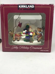 Kirkland  Signature Jolly Holiday Ornament Reindeers With Snowman. NIP - Picture 1 of 6