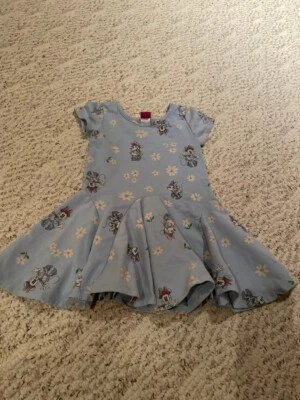 Girls Blue Disney Junior Minnie Mouse Short Sleeve Dress Sz 5 & gray sweater 4T - Image 1 of 4