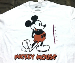 Men's Size 2XL White Graphic Classic Mickey Mouse T-Shirt Crew Neck Short Sleeve - Picture 1 of 5
