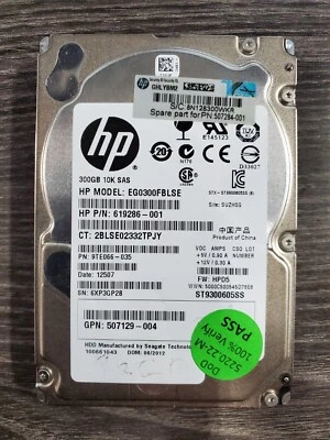 HP SAS 300GB 10K EG0300FBLSE 619286-001 9TE066-035 Server Only - Image 1 of 3