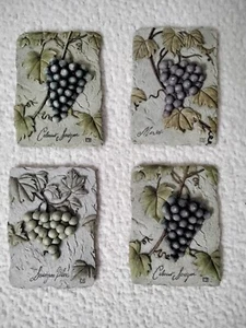 Juego de 4 placas colgantes de cerámica CB 3D arte de pared uvas y hojas BxHB2 - Imagen 1 de 12