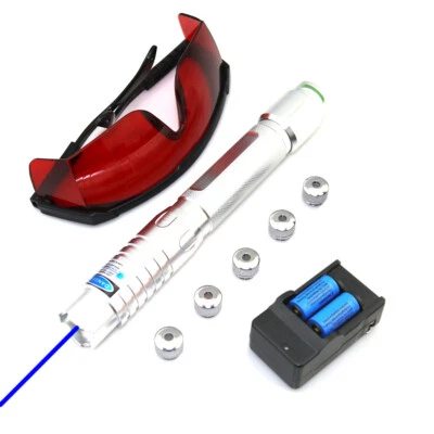 BQ1 450nm Adjustable Focus Blue Laser Pointer &Battery& Charger& Goggles&5 Stars - Image 1 of 4