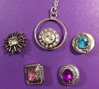 5 Snap Necklace 12mm Rhinestone Buttons: Clear Pink Blue Purple Silver