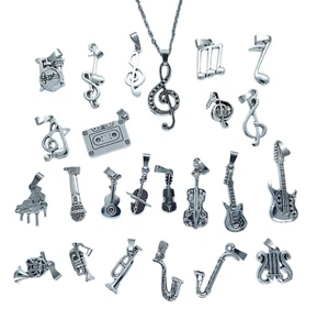 USA Verkäufer Musikinstrumente Musiknoten Musik Edelstahl Halskette - Bild 1 von 48